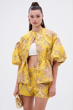AKIRA Ethereal Brocade Short Sleeve Blouse | Size XL