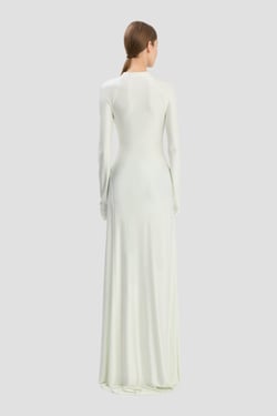 Victoria Beckham Twist Waist Gown In Aloe - 14 - Womens