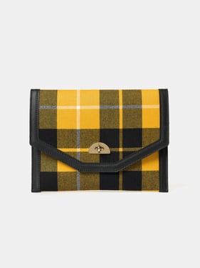 The Twist Lock Pouch - Black with Yellow Tartan