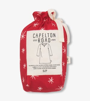 Women's Red Snowflakes Polyknit Long Sleeve Nightshirt