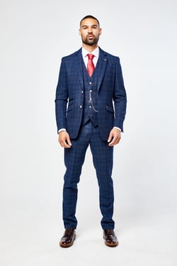 Cody Blue Check Three Piece suit