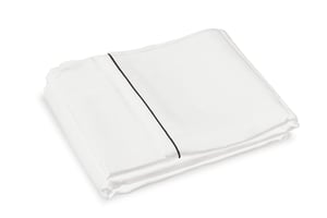 Brilliant White Pure Silk Flat Sheet - Charcoal Piping - Emperor / Charcoal