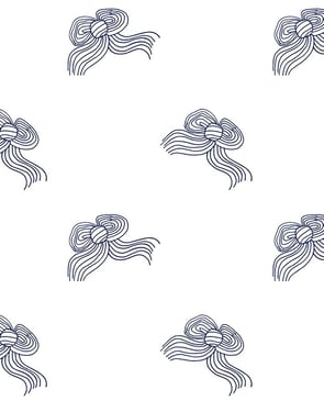 Bows' Wallpaper by Clare V. - Navy - Removable / 26 in. x 9 ft.