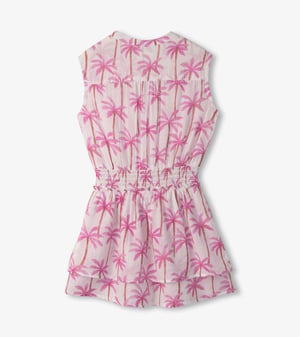 Girls Palm Trees Smocked Waist Dress