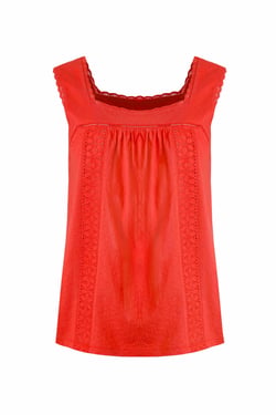 Weird Fish Chelle Organic Cotton Jersey Square Neck Vest Tango Red Size 10