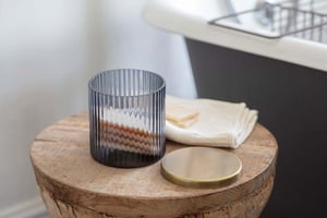 nkuku Valeska Recycled Glass Storage Pot | Bathroom | One Size | Grey Smoke