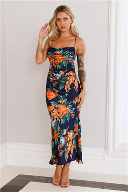 Pretty Me Satin Maxi Dress Navy
