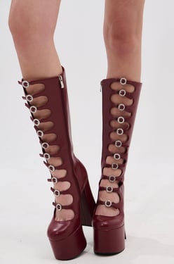 AKIRA Azalea Wang Toml Platform Boot | Burgundy | Size 10