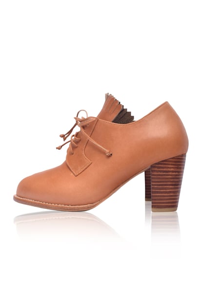 Lyon Lace-up Leather Oxfords Heel (Sz. 6.5)