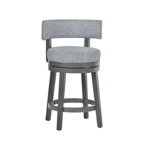 COLAMY RENO Wooden Upholstered Swiveling Vintage Dining Chair - Grey / Set of 6
