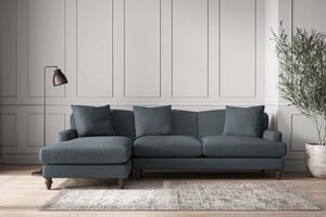 nkuku Deni Large Left Hand Chaise Sofa | Make To Order | Brera Linen Dusk | No Colour