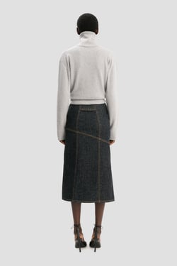 Victoria Beckham Panelled Denim Midi Skirt In Indigo - 32 - Womens