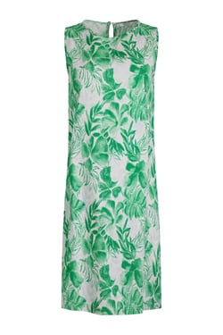 Weird Fish Dayna Linen Rich Printed Shift Dress Evergreen Size 20