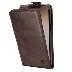 iPhone 14 Plus Leather Flip Case (MagSafe Charging) - Dark Brown
