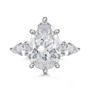 Jeulia Three Stone Pear Cut Sterling Silver Engagement Ring