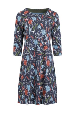 Weird Fish Starshine Printed Jersey Dress Navy Blue Size 8