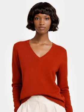 Essential Cashmere V-Neck Sweater - 3XL / Brown / WK02-576