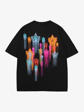 Thesupermade Colorful Full Of Stars Printed T-shirt - Black / XL