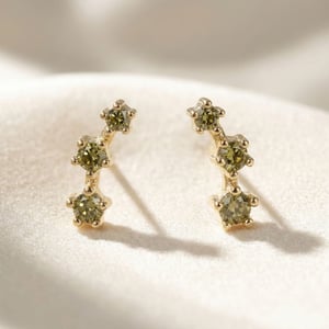 Peridot August Birthstone Climber Stud Earrings