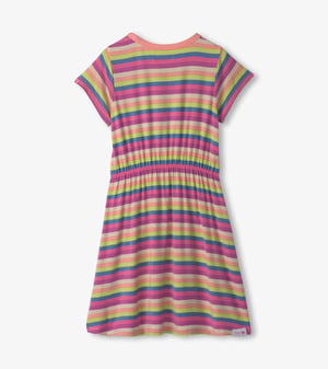 Girls Soft Stripes High-Low Dress