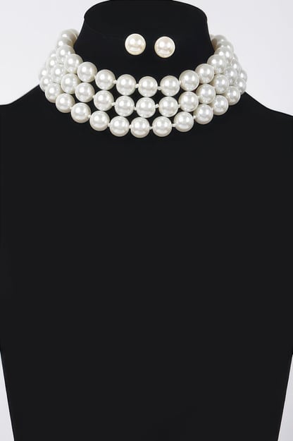 SUTTON PLACE Faux Pearl Necklace & Earring Set: BYMANYC ® New York