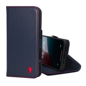 iPhone 16 Pro Leather Wallet Case (MagSafe Charging) - Navy Blue