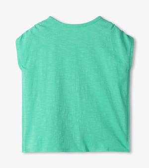 Girls Palm Tree Cinched Shoulder Top