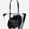 Aurora Titan Tote Bag - Natural Black and White Cowhide - Black