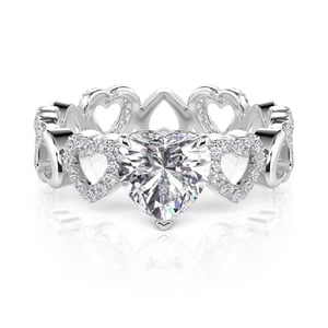 Jeulia Fine Hollow Design Heart Solitaire Eternity Band Sterling Silver