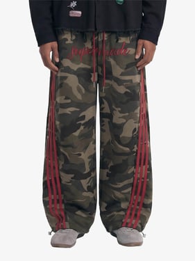 Retro Patchwork Embroidered Camouflage Barrel Pants - 2520 - Classic Camouflage / 3XL