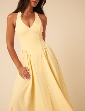 Butter Yellow Amie Halterneck Midi Dress