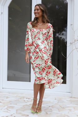 Gal Having Fun Midi Dress Cream