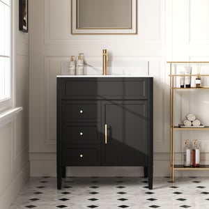 30'' Black Modern Freestanding Bathroom Vanity with Sink