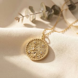 Dainty Cherry Blossom March Birth Flower Gold Plated Charm Necklace