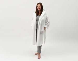 QE Home Chenille Sherpa Bathrobe in White, Small