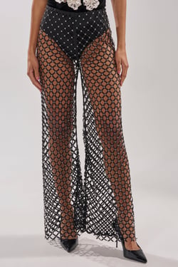 AKIRA Celine Stud Mesh Pants | Black | Size Medium