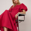 Pink Puff Sleeve Zola Midi Dress