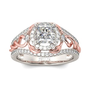 Jeulia Two Tone Twist Princess Cut Sterling Silver Ring