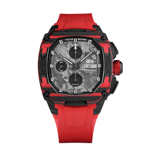 TSAR BOMBA Men's Swiss Automatic Watch | Dark Matter 4 | Rafael Signed Limited Edition | Meteorite Chronograph Calendar Dial | Carbon Fiber & Titanium Case | 100M Waterproof | Luxury Sport Timepiece
