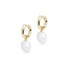 Small Hoop and Baroque Charm Gold Earring Set