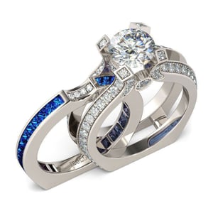 Jeulia Interchangeable Round Cut Sterling Silver Ring Set