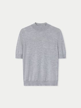 Cashmere Silk Shirt with High Neck - XL / vapor blue / WK1068-7022