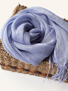 100% Linen Lightweight Solid Color Scarf BIANCA - Periwinkle / One-Size