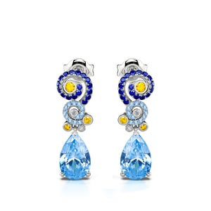 Jeulia "Pure Night" The Starry Night Inspired Twist Pear Cut Sterling Silver Earrings