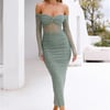 Raegan Mesh Midi Dress Sage