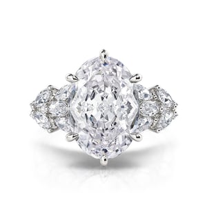 Jeulia Leaves Side Design Oval Cut Engagement Ring Sterling Silver