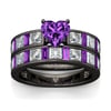 Jeulia Heart Cut Sterling Silver Ring Set
