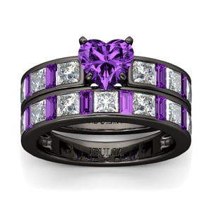 Jeulia Heart Cut Sterling Silver Ring Set