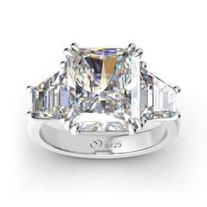 Jeulia Three Stone Radiant Cut Sterling Silver Ring