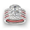 Jeulia Two Tone Halo Sterling Silver Ring Set